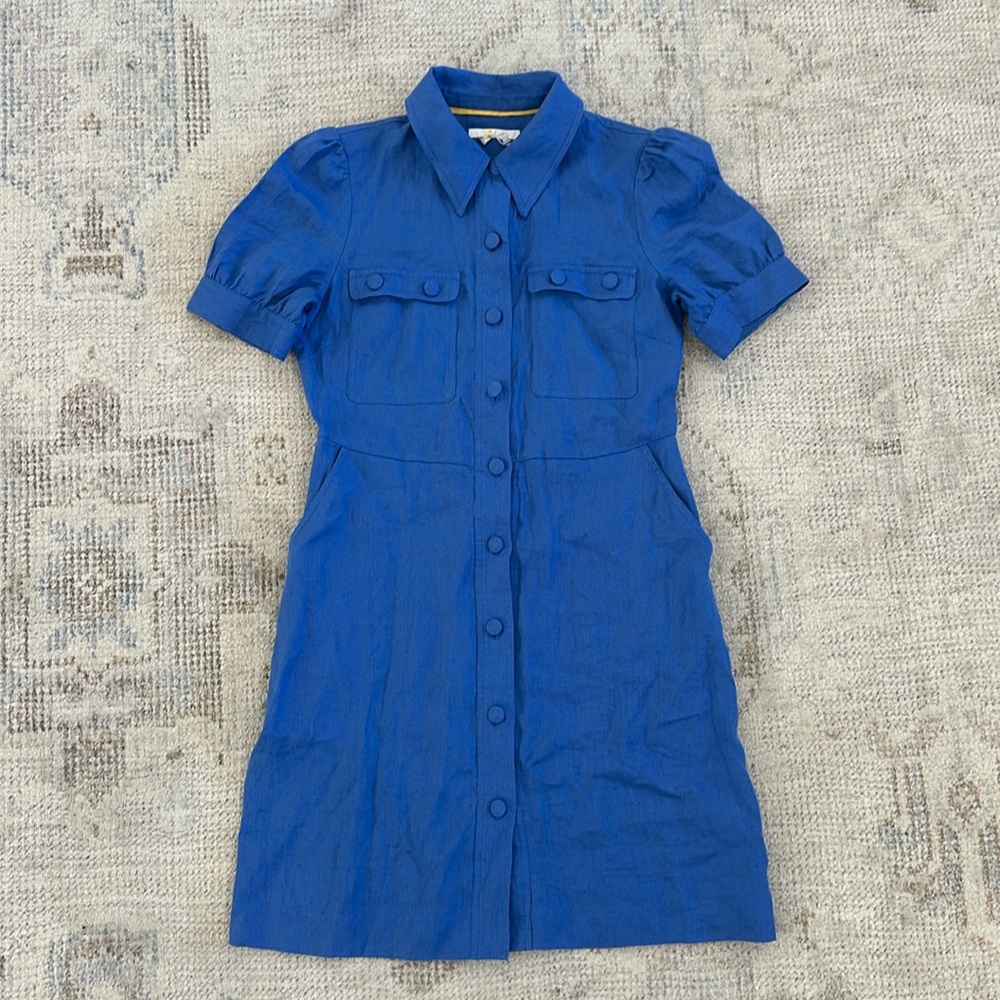 Boden Linen Button Down Shift Dress